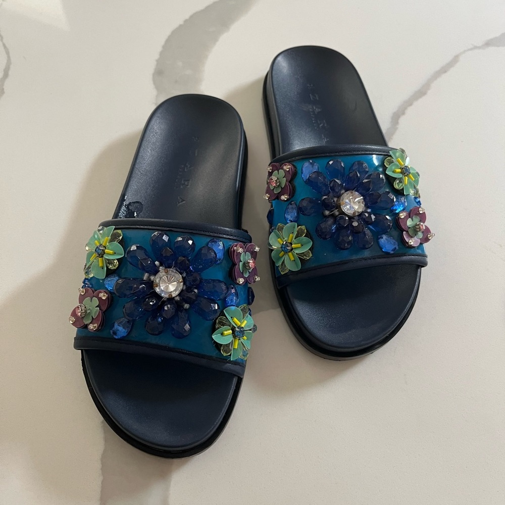 VGUC Jewelled Zara Slides Size 5